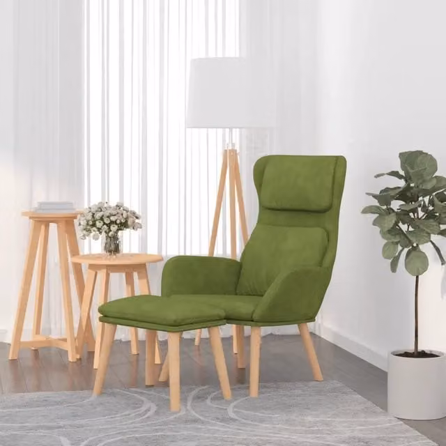Poltrona Relax Reclinabile con Poggiapiedi vidaXL in Velluto Verde
