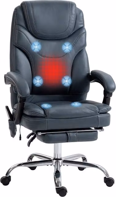 Sedia Operativa da Ufficio Massaggiante e Riscaldante Giordanoshop Grigia L/P/H: 67 x 67 x 113-121 cm