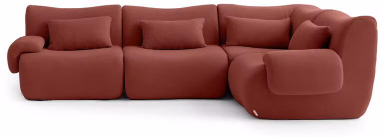 MILYSOFA SOFATIME Divano angolare modulare a 4 posti, raffinato tessuto a riccioli, rosso terracotta