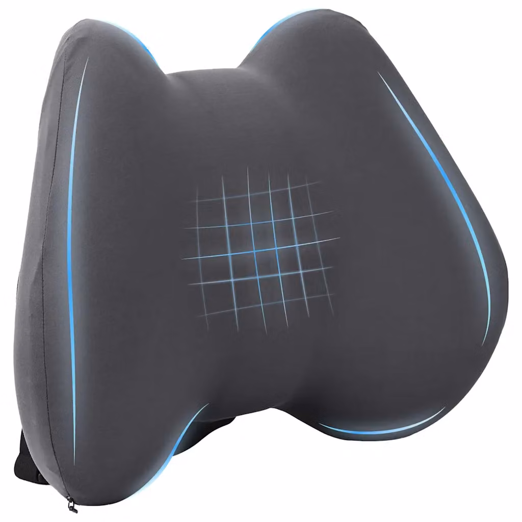 vidaXL Cuscino lombare in memory foam grigio con rivestimento traspirante e lavabile L: 42 cm, P: 32 cm, H: 14 cm