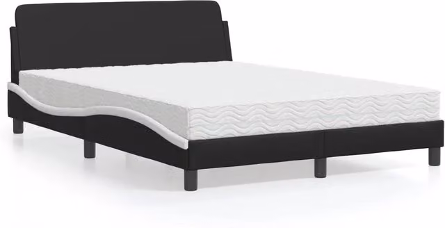 Letto moderno vidaXL con materasso in similpelle nero e bianco L/P/H: 140 x 190 x 145 cm – 1