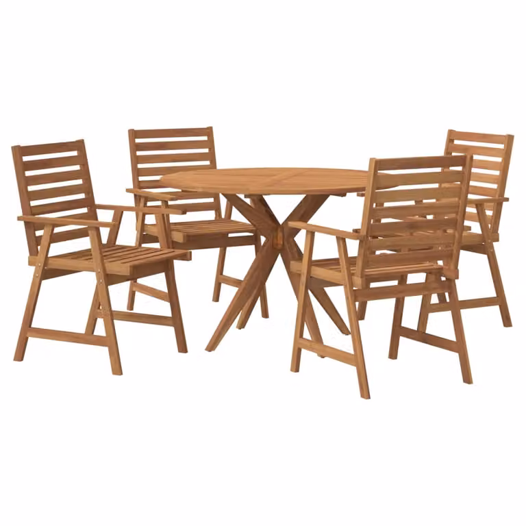 set da pranzo da giardino 5 pezzi in legno massiccio di acacia