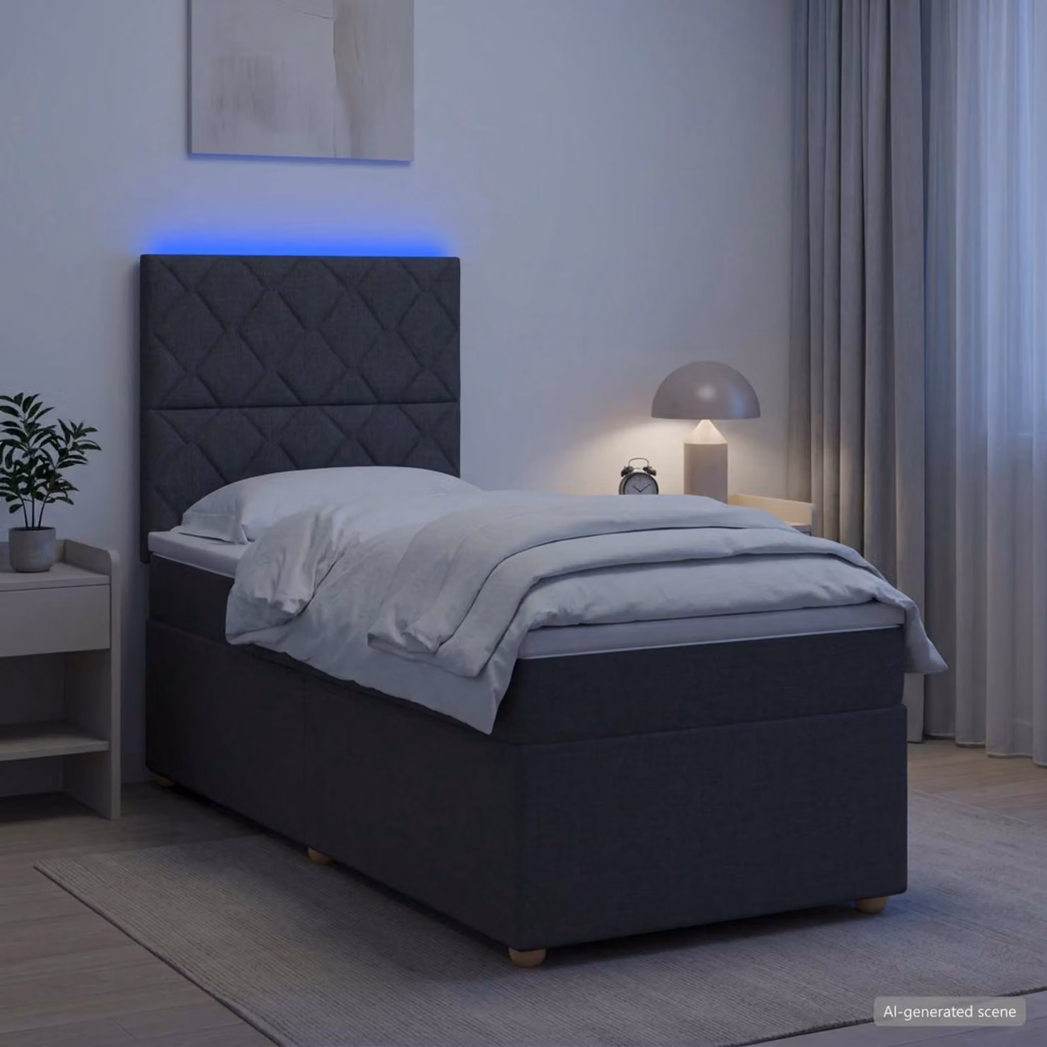 Letto box spring ibrido vidaXL con materasso a molle insacchettate e base contenitore, Grigio Scuro, L: 80 cm, P: 200 cm, H: 140,5 cm
