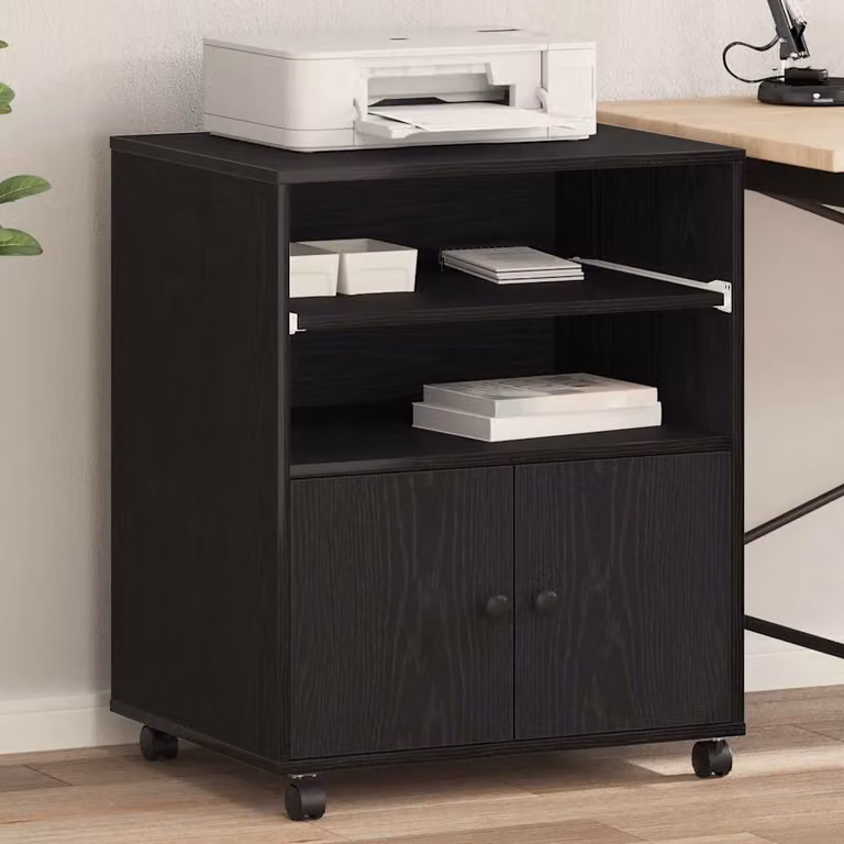 vidaXL Supporto per Stampante Moderno Nero L: 60 cm, P: 48 cm, H: 74 cm