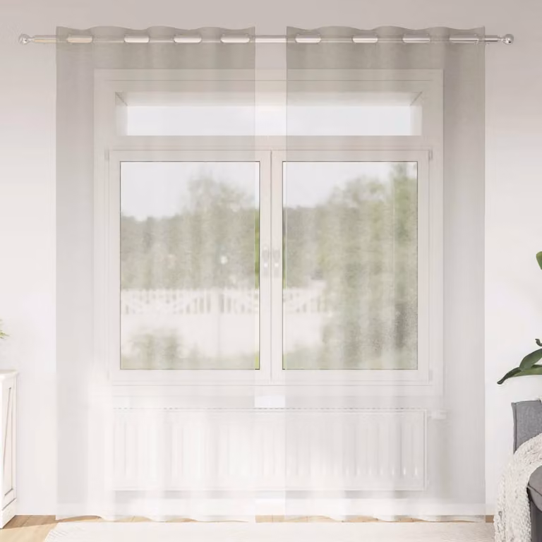 Set di 2 tendine velate vidaXL in poliestere beige, H 245 cm x L 140 cm