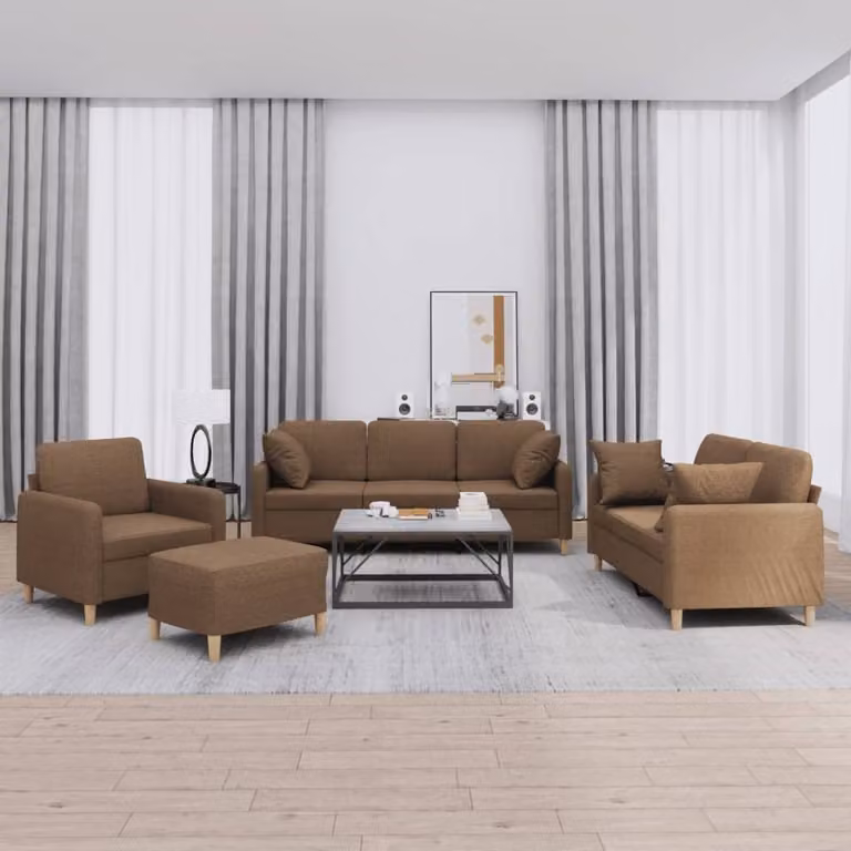 Maison Exclusive - Set divano 4 pezzi con cuscini in tessuto marrone