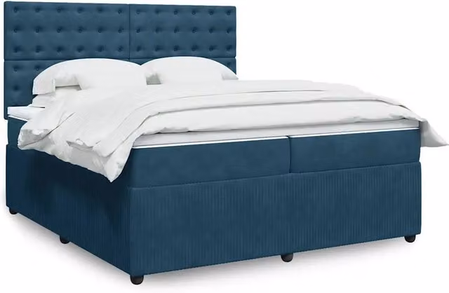 Letto Ibrido vidaXL con Materasso Blu e Struttura in Velluto, con Illuminazione Sotto il Letto e Porta USB, L/P: 200 x 200 cm