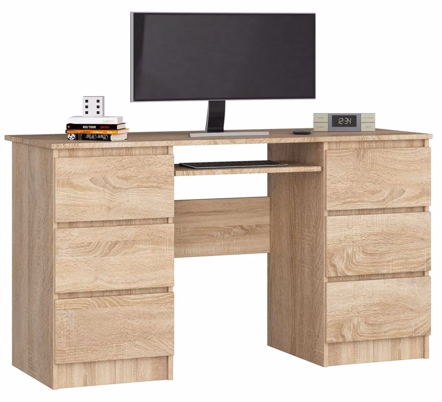 Scrivania con cassetto e piano tastiera, dimensioni 135 x 77 cm