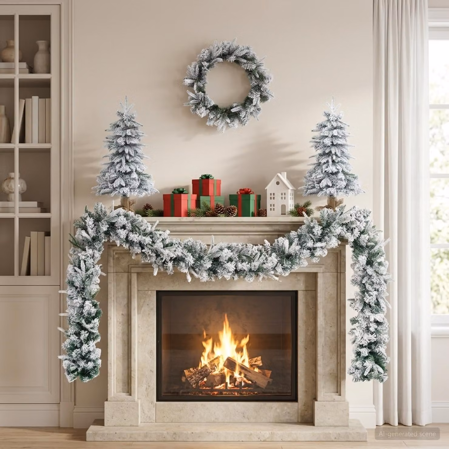 Albero di Natale in miniatura, 60 cm, in PVC e PE, verde e bianco