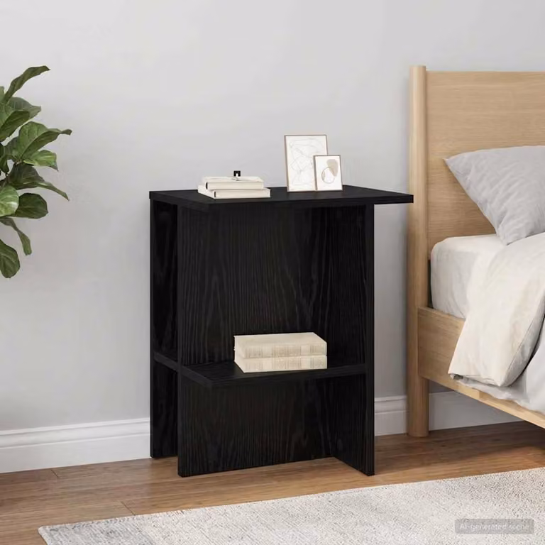 Set di 2 tavolini da salotto moderni vidaXL in rovere nero, L/P/H: 40 x 30 x 49 cm