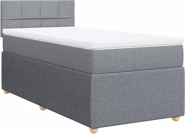 Letto singolo | Letto per adulti | Giroletto a Molle con Materasso Grigio Chiaro 80x200 cm Tessuto