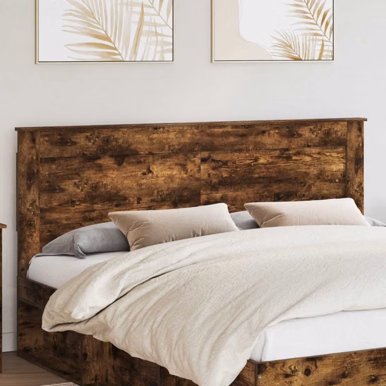 Testiera per letto moderna vidaXL in legno ingegnerizzato rovere fumé marrone