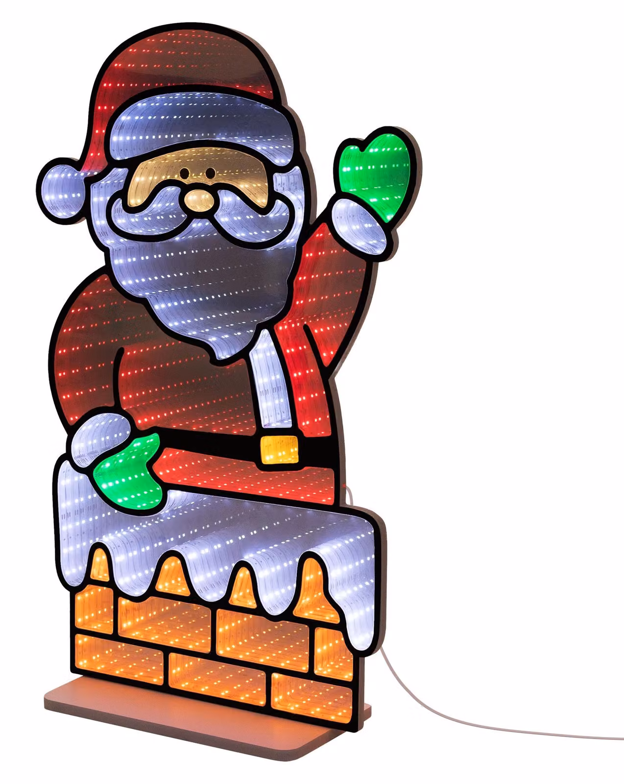ECD Germany: Decorazioni natalizie, Babbo Natale, specchio a LED con effetto 3D infinito, illuminazione natalizia per interni, decorazione, catena luminosa a specchio, timer, 38x60 cm