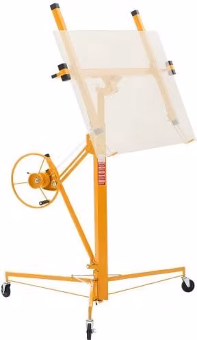 VEVOR Sollevatore per Cartongesso Giallo con Braccio Telescopico Regolabile e Ruote Bloccabili, Portata 68 kg
