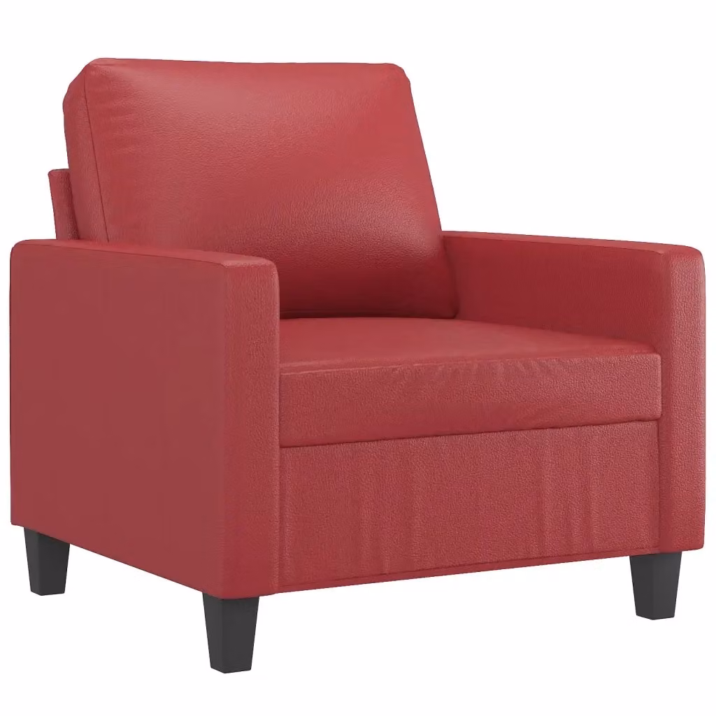 Poltrona moderna in similpelle rosso con braccioli e struttura in metallo 650546 – 2