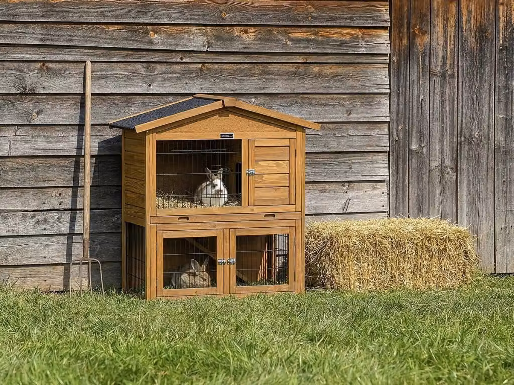 Gabbia per piccoli animali Habitat Et Jardin in legno marrone, resistente alle intemperie, L 102 x P 55 x H 100 cm – 2