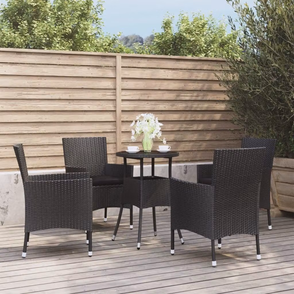 Maison Exclusive - Set da giardino bistrot 5 pezzi con cuscini in polyrattan nero