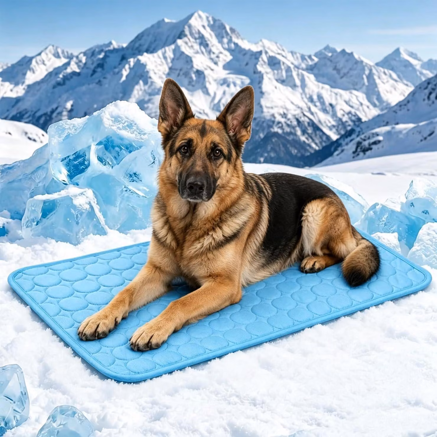 Tappetino refrigerante per cani e gatti, taglia XL, 100x70 cm, colore blu, auto-refrigerante