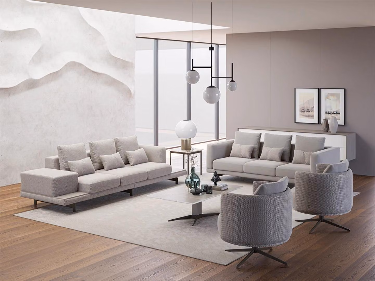 Komplett Set 6tlg 2x Sofa Dreisitzer 2x Sessel Luxus Wohnzimmer Couchtisch
