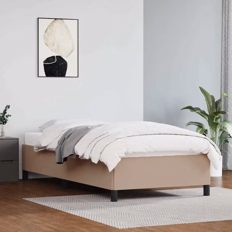 Giroletto vidaXL senza materasso in similpelle color cappuccino, L/P/H: 90 x 200 x 35 cm