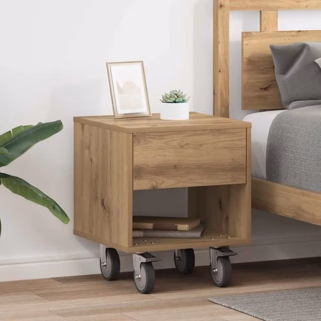 Set di 2 comodini moderni vidaXL in legno color marrone L: 40,5 cm, P: 40 cm, H: 48 cm