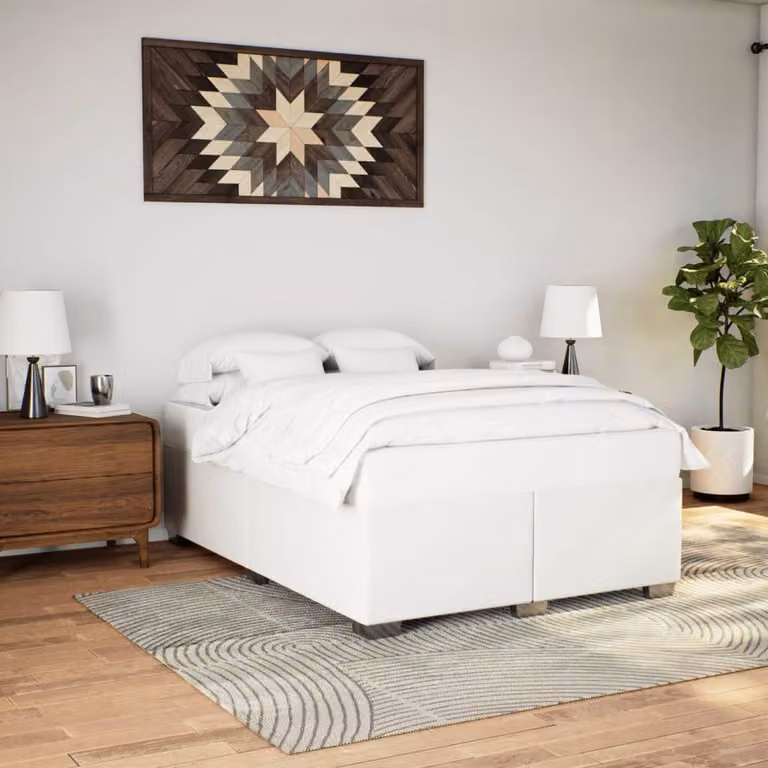 vidaXL Giroletto Bianco in Similpelle con Listelli in Legno L: 160 cm, P: 200 cm