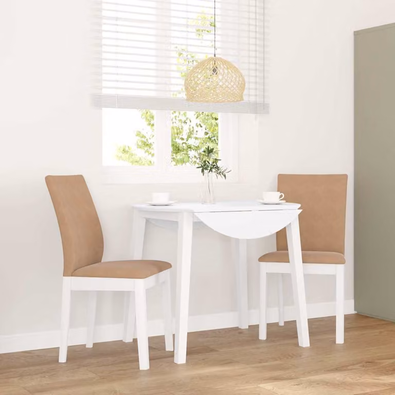 Set di 2 sedie da pranzo con cuscini vidaXL in legno di hevea massello, colore bianco e marrone