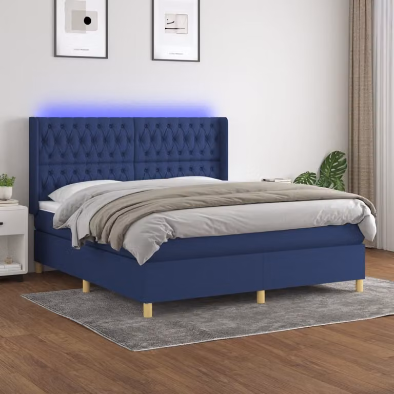 Maison Exclusive - Letto a Molle con Materasso e LED Blu 180x200 cm in Tessuto