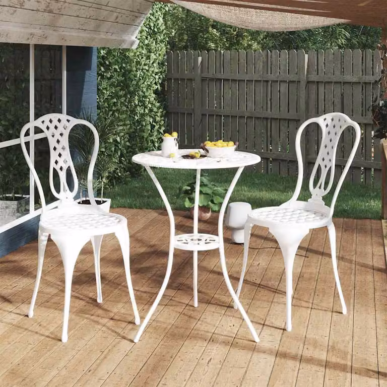 Set da Bar vidaXL in Alluminio Pressofuso Bianco 3 Pezzi