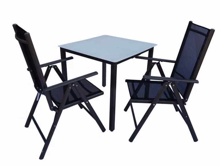 3 parti Set mobili da giardino / gruppo posti a sedere gruppo da pranzo / 1x tavolo, 2x sedie / tavolo Dimensioni ca. H. 76 x W. 80 x D. 80 cm / Sedie 80 MA