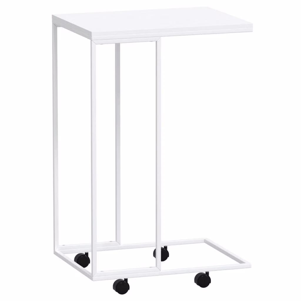 Tavolino con Ruote Bianco 40x30x63,5cm in Legno Multistrato
