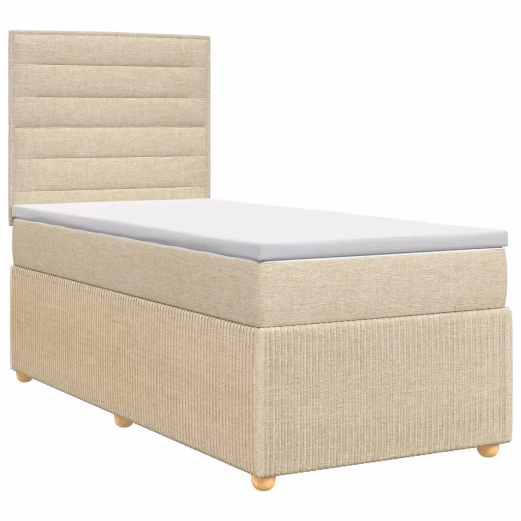 Letto box spring con materasso a molle insacchettate vidaXL, colore beige e bianco, L/P/H: 80 x 200 x 140,5 cm – 2