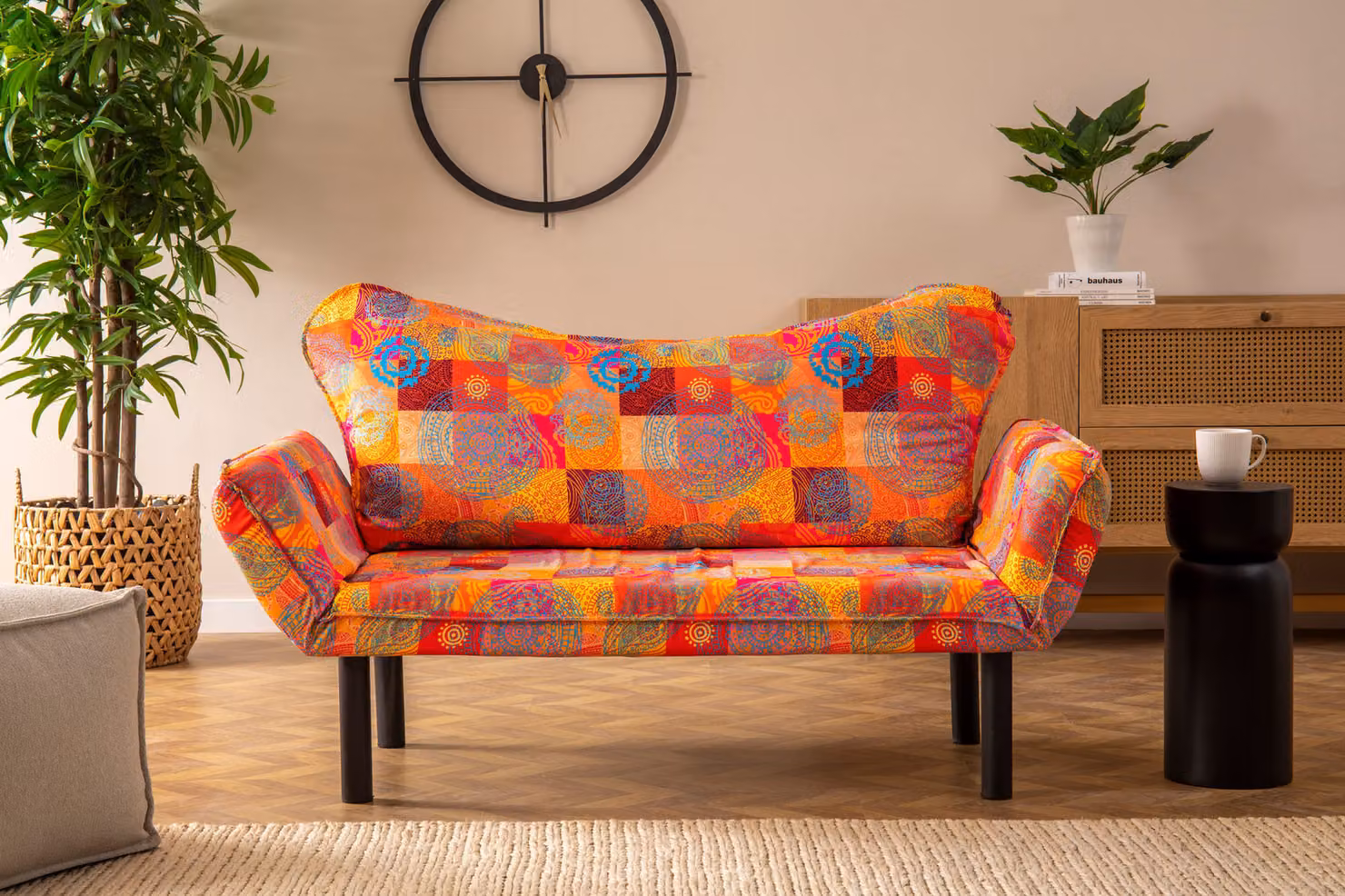 Hanah Home, Chatto - Patchwork, divani letto, divano letto a 2 posti, multicolore, metallo, 150 x 75 x 70 x cm