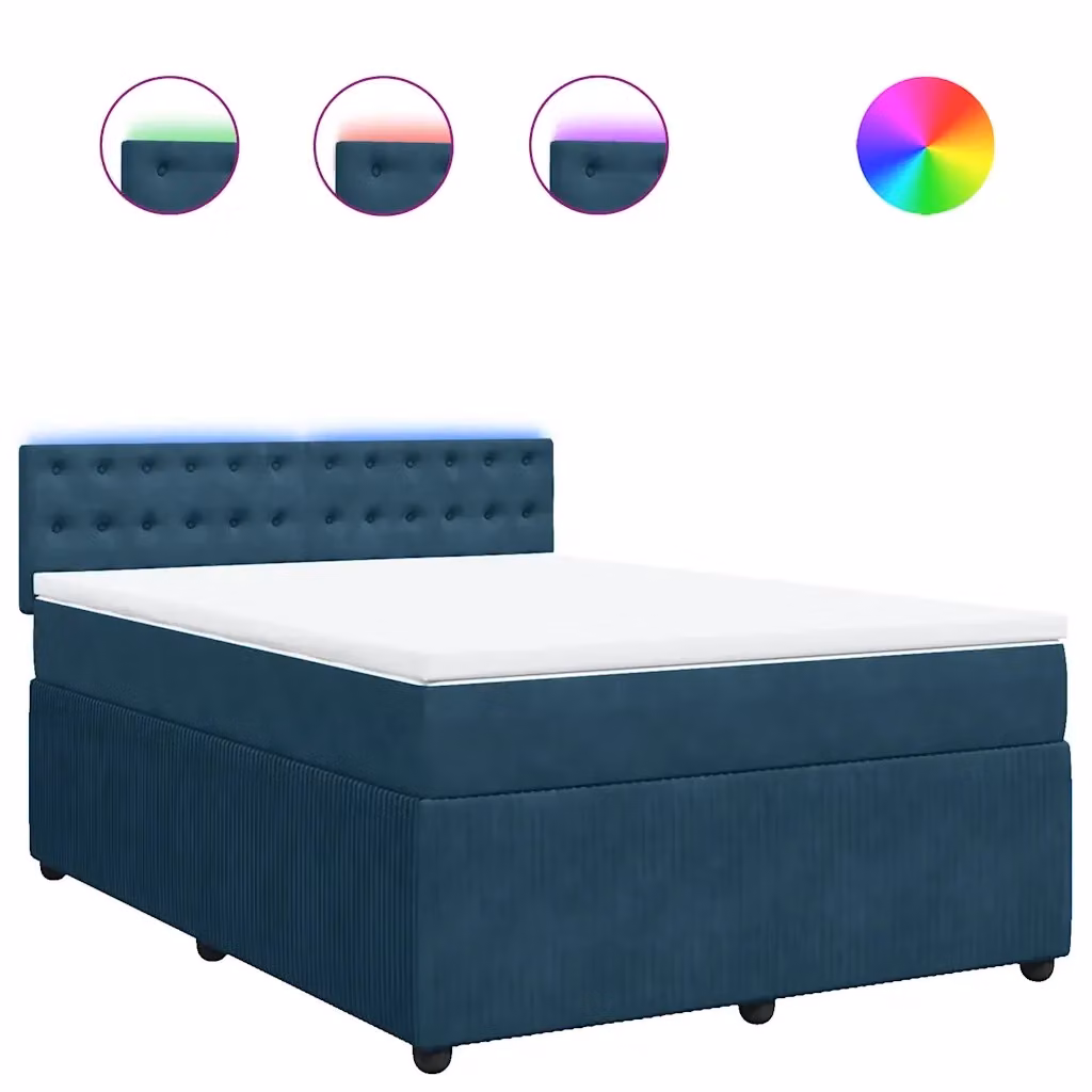 Letto Ibrido con Materasso e Struttura in Velluto Blu e Bianco vidaXL L/P: 160 x 200 cm – 2