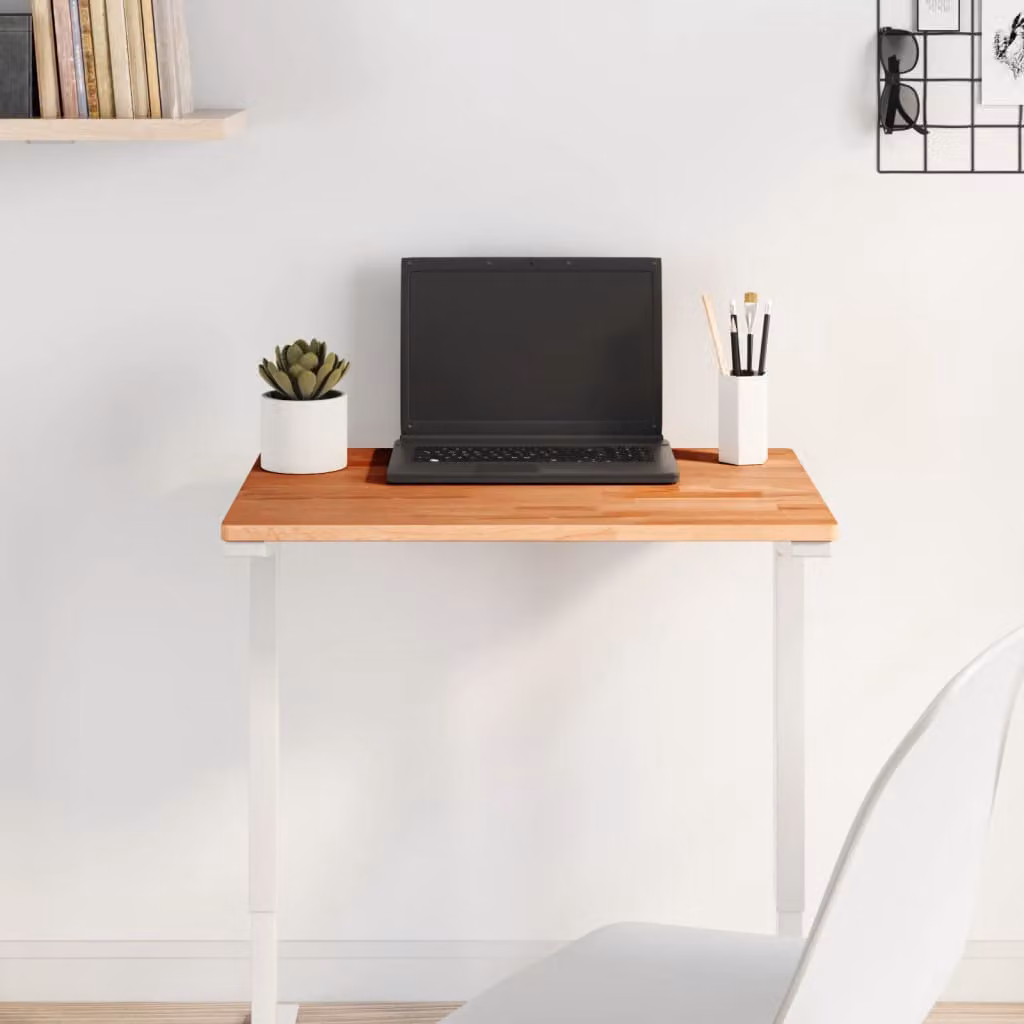 Piano Tavolo Rettangolare in Legno di Faggio Massello vidaXL, Colore Marrone, L 60 cm x P 40 cm x H 1,5 cm
