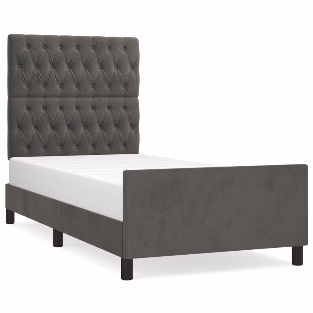Giroletto senza Materasso Grigio Scuro 100x200 cm Velluto