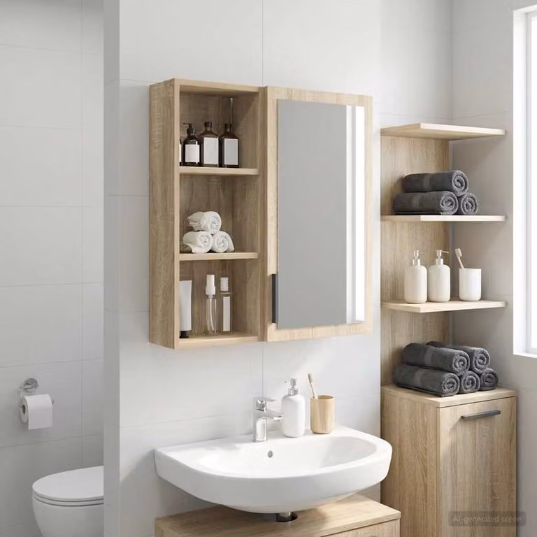 vidaXL Armadio da bagno a muro Rovere Sonoma 30 x 14 x 70 cm
