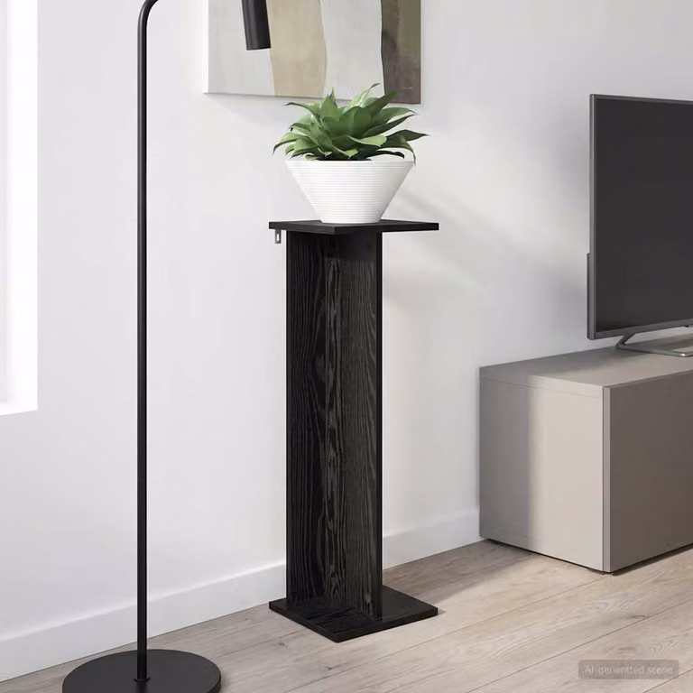 vidaXL Supporto per piante moderno in legno MDF, Nero Rovere, L/P/H: 25 x 25,5 x 80,5 cm