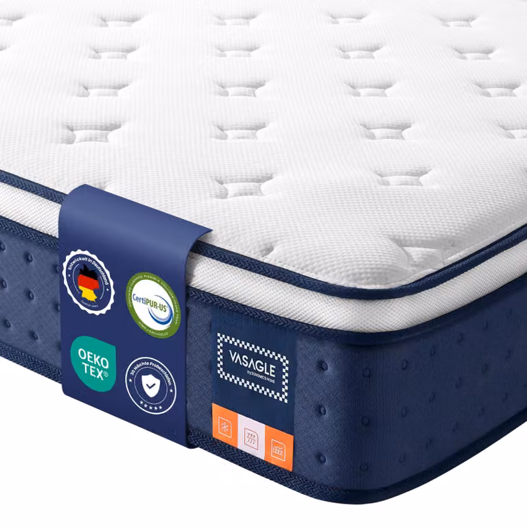 VASAGLE, materasso, 90 x 200 x 25 cm, in gel memory foam, supporto medio, livello di rigidità H3
