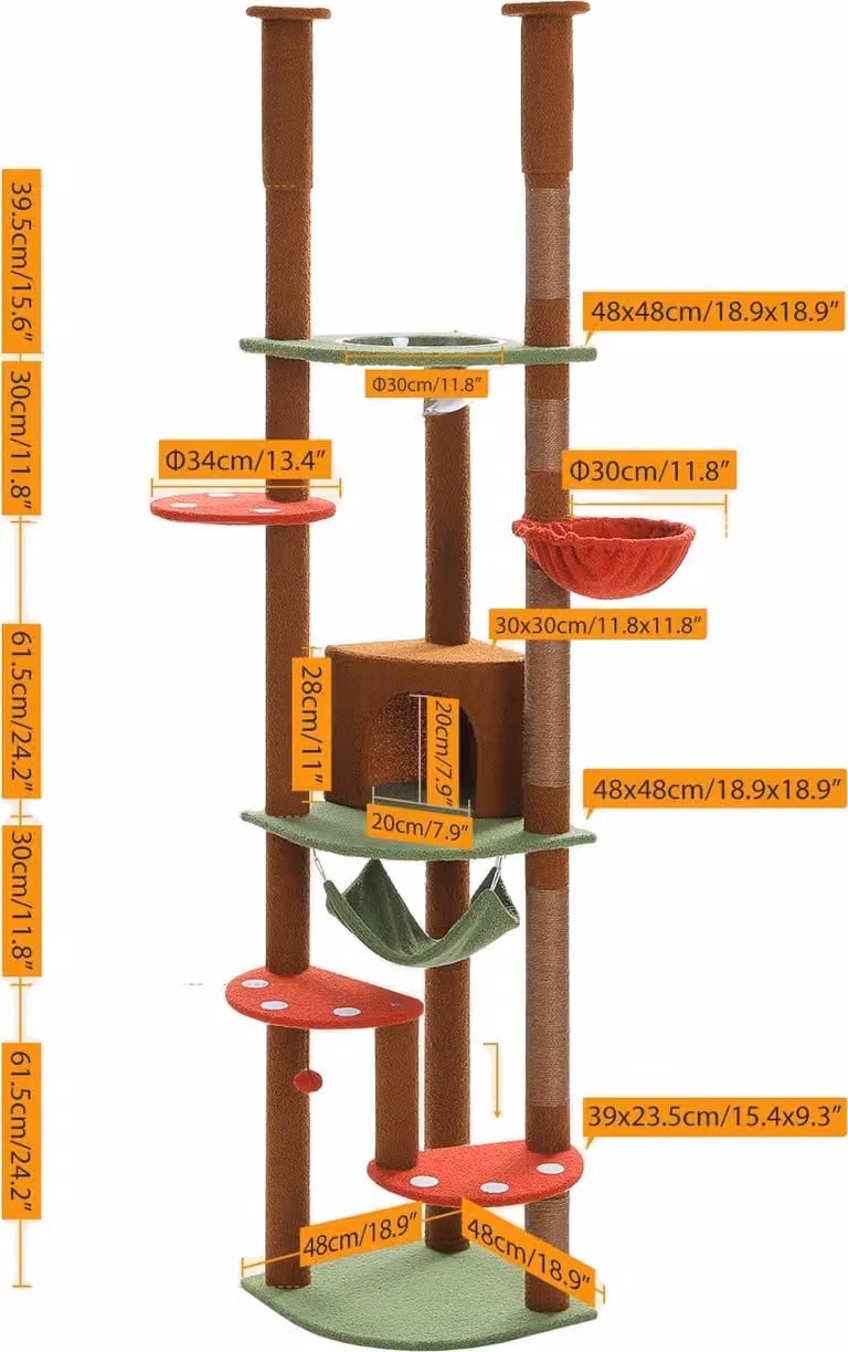 Albero per gatti regolabile in altezza, design stabile, piattaforme a più livelli, AMT0119BN, XL