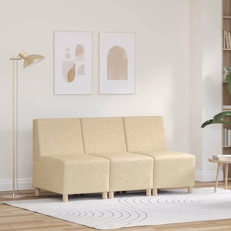 Set di 3 unità di divano modulare vidaXL in tessuto beige senza braccioli per il tuo soggiorno