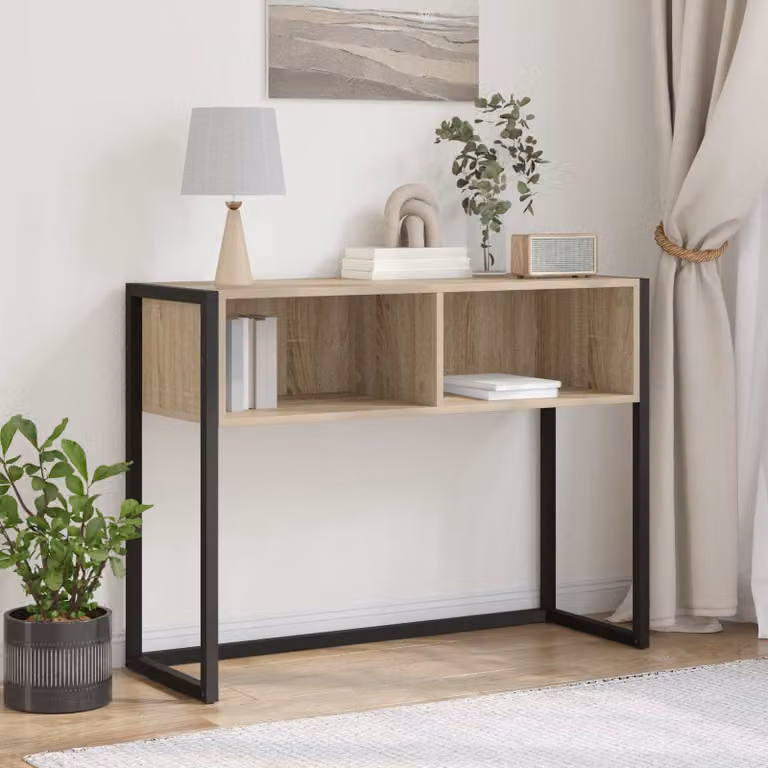 vidaXL Tavolino da soggiorno in stile industriale, colore marrone, L/P/H: 100 x 36 x 75 cm