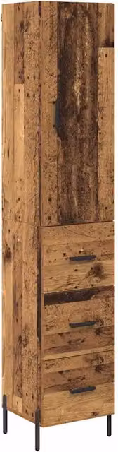 Credenza Buffet in Legno Vecchio e Multistrato Marrone Design Moderno L/P/H: 34,5 x 34 x 180 cm