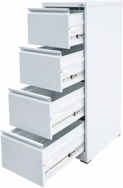 Classificatore metallico a 4 cassetti – 1337×462×620 mm, RAL 7035 Breckner Germany