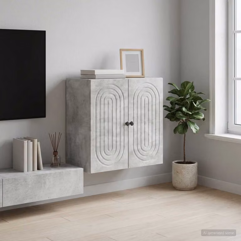 vidaXL Mobiletto a muro moderno in MDF Grigio opaco con ante a battente L: 59 cm, P: 31 cm, H: 60 cm
