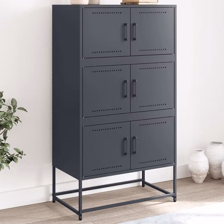 Credenza in metallo vidaXL stile industrial colore antracite L 68,5 cm x P 38,5 cm x H 123,5 cm