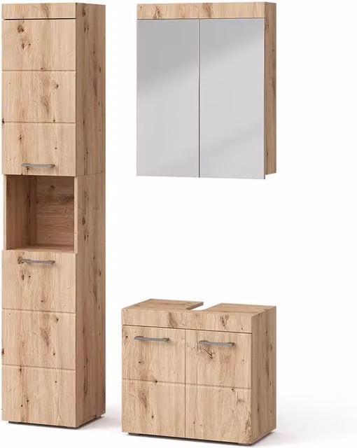 Set mobili bagno Luna Quercia Wotan 3 pezzi Vicco