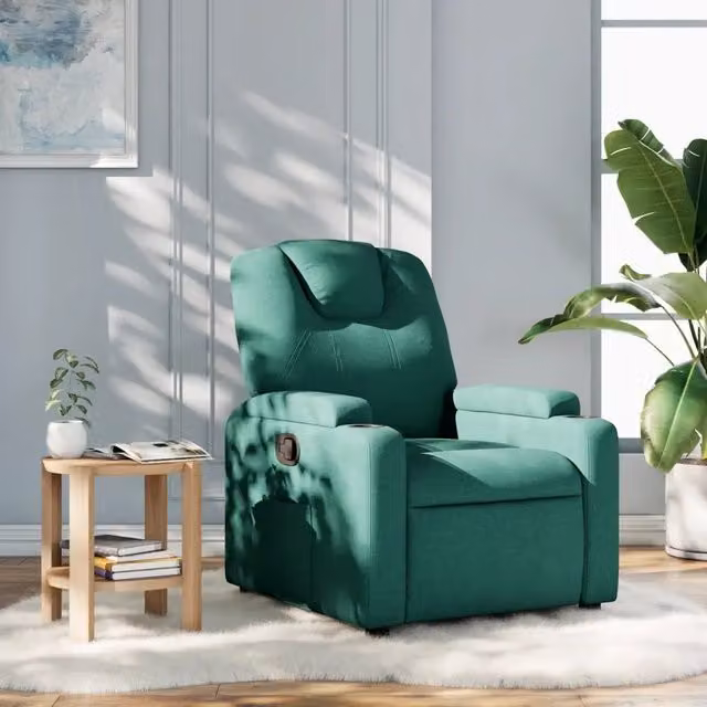 Poltrona Reclinabile Relax vidaXL in Tessuto Verde con Braccioli e Regolazione Manuale – 1