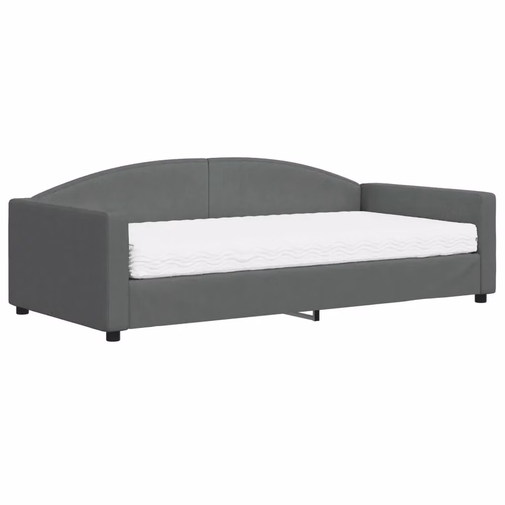 Divano Letto Moderno vidaXL in Tessuto Grigio con Materasso in Schiuma L/P/H: 223 x 110 x 75 cm, Materasso 100 x 200 cm – 2