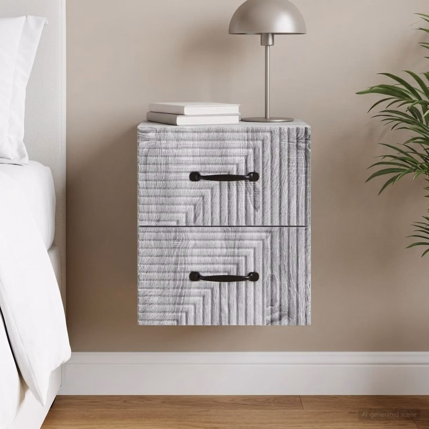 vidaXL Mobiletto da notte sospeso Grigio Sonoma L: 34,5 cm, P: 33 cm, H: 40 cm